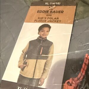 Eddie Bauer Youth Fleece Jacket in Black and Tan